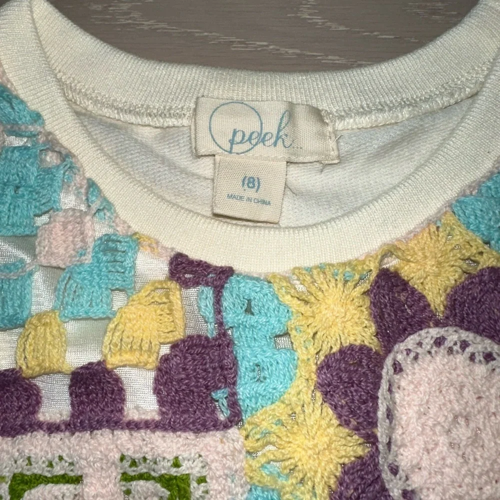NWT Peek Girl's peace crotchet lined dress girls size 8